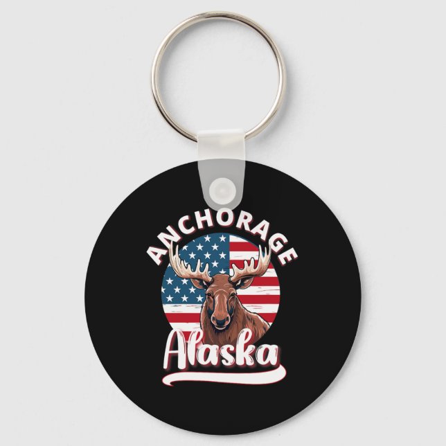Anchorage Alaska Elose Anblick Alaskan Flag Huntin Schlüsselanhänger (Vorderseite)