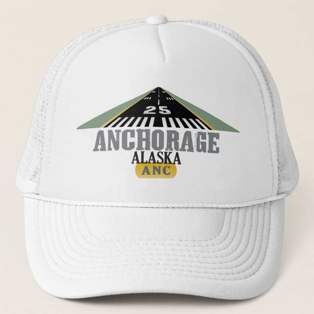 Anchorage Alaska - Flughafen-Rollbahn Truckerkappe (Vorderseite)