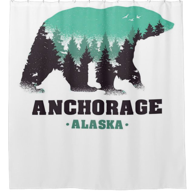 Anchorage Alaska Grizzly | Einzeldecke Duschvorhang (Vorderseite)