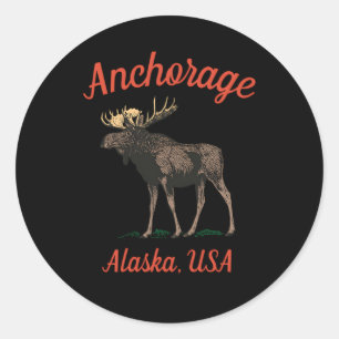 Anchorage Alaska Moose Runder Aufkleber