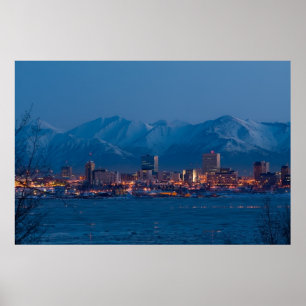 ANCHORAGE-ALASKA-NACHTplakat Poster