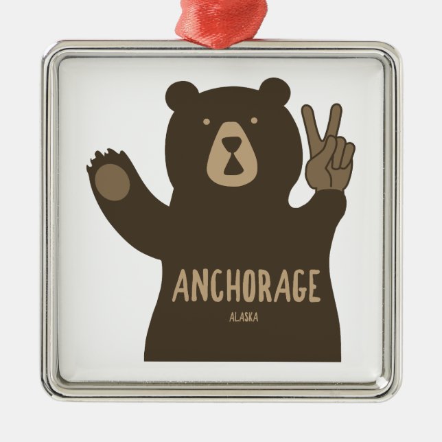 Anchorage Alaska Peace Bear Ornament Aus Metall (Vorne)