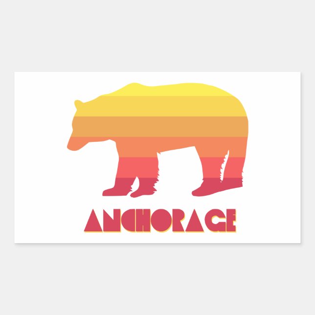 Anchorage Alaska Rainbow Bear Rechteckiger Aufkleber (Vorderseite)