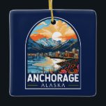 Anchorage Alaska Reisemöglichkeiten Keramikornament<br><div class="desc">Aufbau der Ankerfunktion für den Retrovektor. Anchorage ist die größte Stadt in Alaska,  gelegen zwischen den Chugach-Bergen und Cook Inlet. Es ist bekannt für seine kleine Stadt,  seine freundliche Umgebung und die atemberaubende Landschaft.</div>
