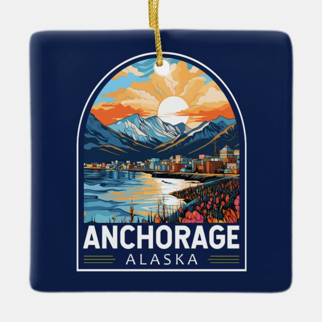 Anchorage Alaska Reisemöglichkeiten Keramikornament (Vorderseite)