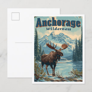 Anchorage Alaska Vintage Kunstreise mit dem Auto Postkarte