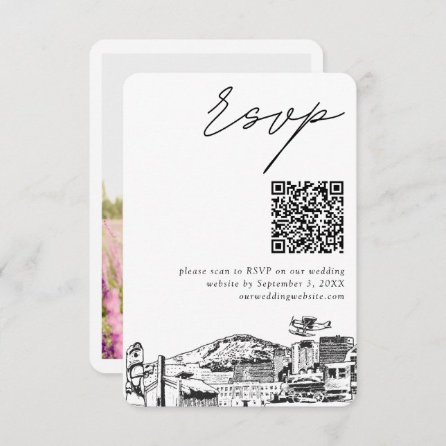 Anchorage Wedding Modern UAWG QR Code Begleitkarte (Vorne/Hinten)