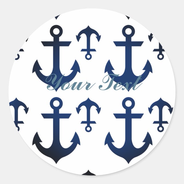 Anchors Ahoy Nautical Runder Aufkleber (Vorderseite)