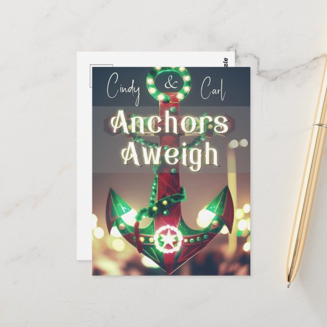 Anchors Away Christmas Cruise Postkarte (Vorderseite/Rückseite Beispiel)