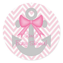 Anchors Away Girl Baby Shower Stickers