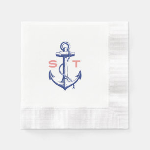 Anchors Away Monogram Cocktail Serviette