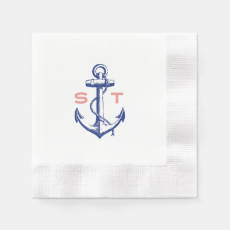 Anchors Away Monogram Cocktail Serviette