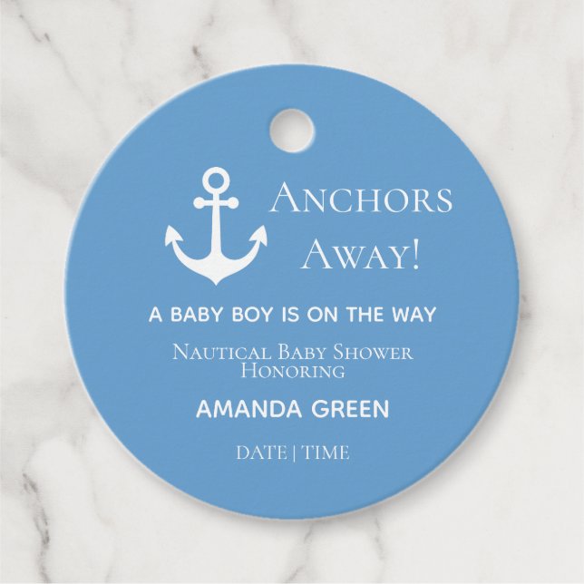 Anchors Away Nautical Blue Geschenkanhänger (Vorderseite)