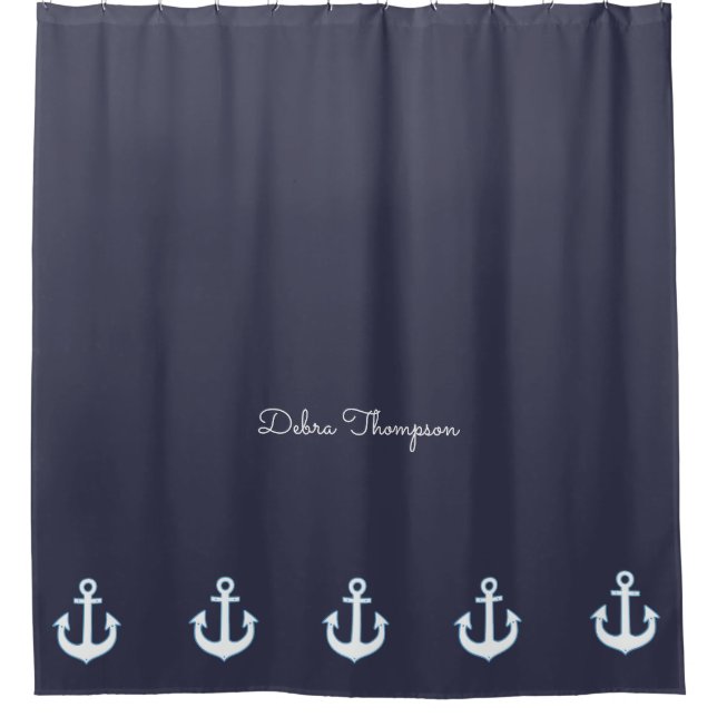 anchors blue nautical & personalized duschvorhang (Vorderseite)
