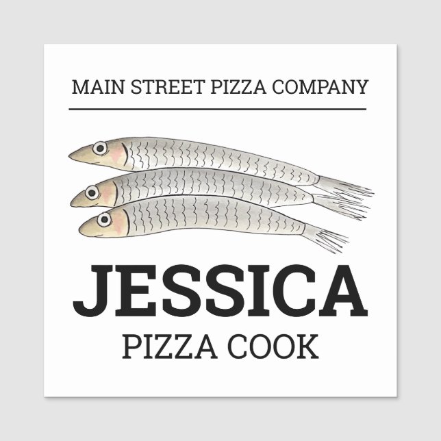 Anchovies Pizza Namensschild (Vorderseite)