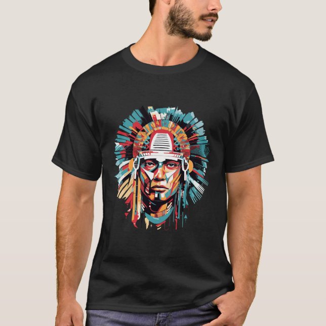 Ancien Aztec Warrior Mystical Abstrakt T-Shirt (Vorderseite)