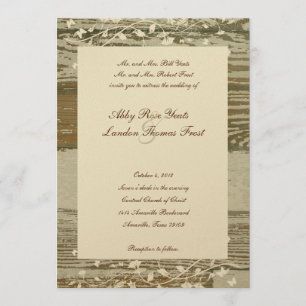 Ancien Faire-part de mariage Floral En Bois—Tint D