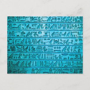 Ancien Hiéroglyphes égyptien Carte postale bleue