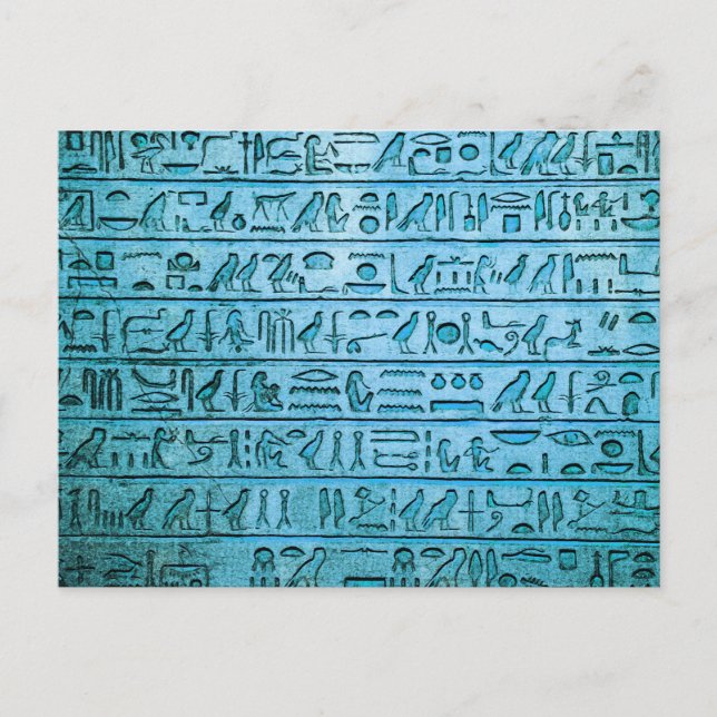 Ancien Hiéroglyphes égyptien Carte postale bleue (Devant)