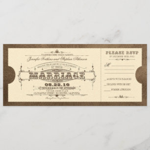 Ancien mariage vintage Invitation de billet