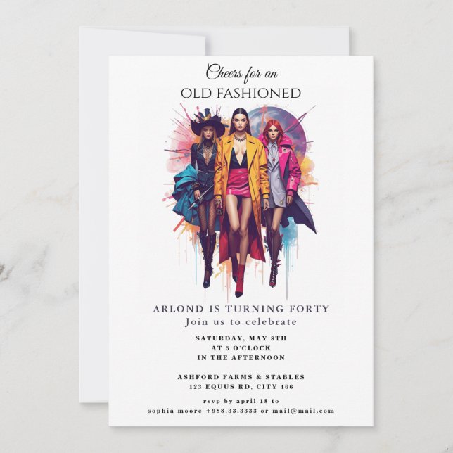 Ancien mode" Invitation d'anniversaire (Devant)