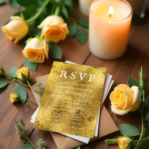 Ancien Monde Golden Charm Wedding Carte RSVP
