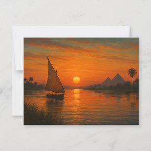 Ancien Nil Felucca Sunset Carte postale égyptienne