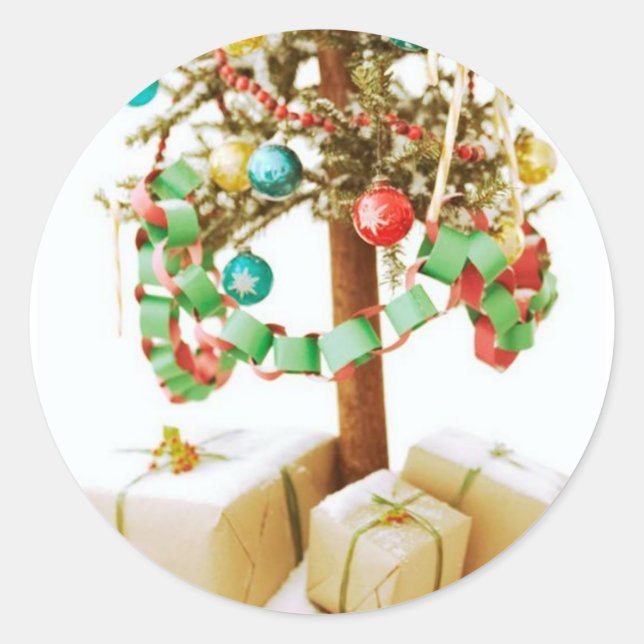 Ancien Noël Arbre Cartes et Stickers (Devant)