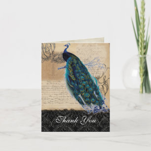 Ancien Peacock Vintage Mariage Merci Notes