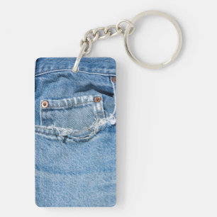Ancien Porte - clé Jeans Rectangle (double face)