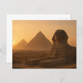 Ancien Sphinx Golden Carte Postale Pyramide Sunset
