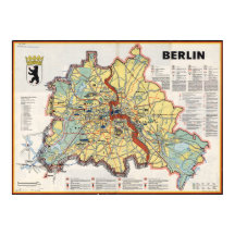 Ancienne carte de Berlin 1961, impression de l'ère