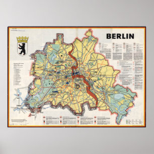 Ancienne carte de Berlin 1961, impression de l'ère