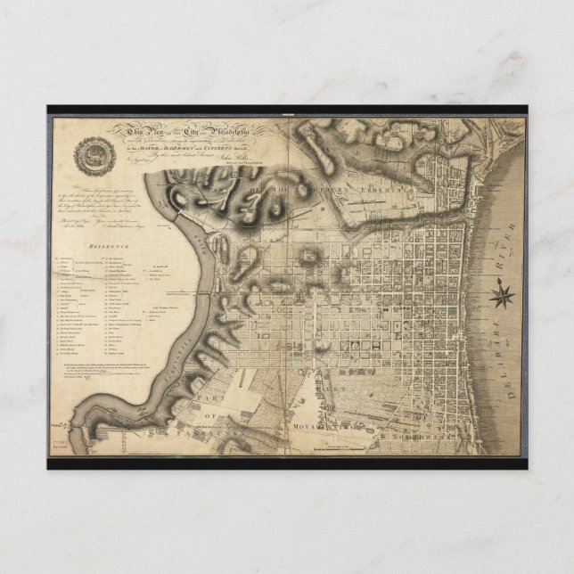 Ancienne carte de Philadelphie Pennsylvanie de 179 (Devant)