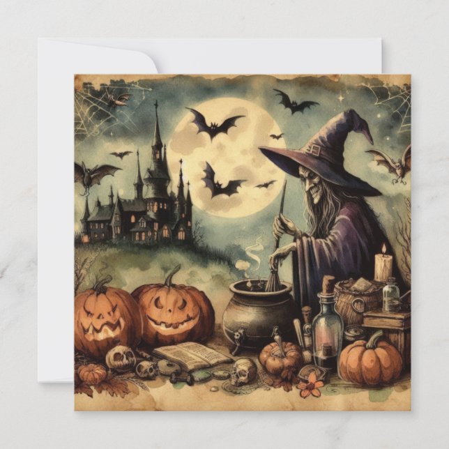 Ancienne carte de voeux Art Halloween (Devant)
