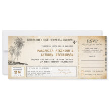 Ancienne carte d'embarquement mariage invite avec