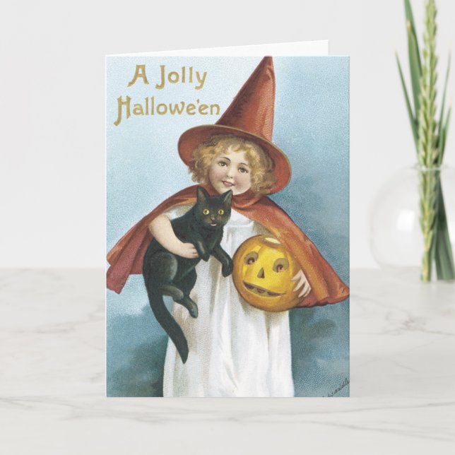 Ancienne carte Halloween de mode (Devant)