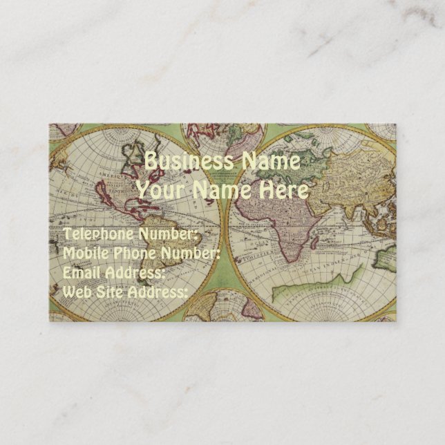 ANCIENNE CARTE MONDIALE Cartes de visite et de pro (Devant)