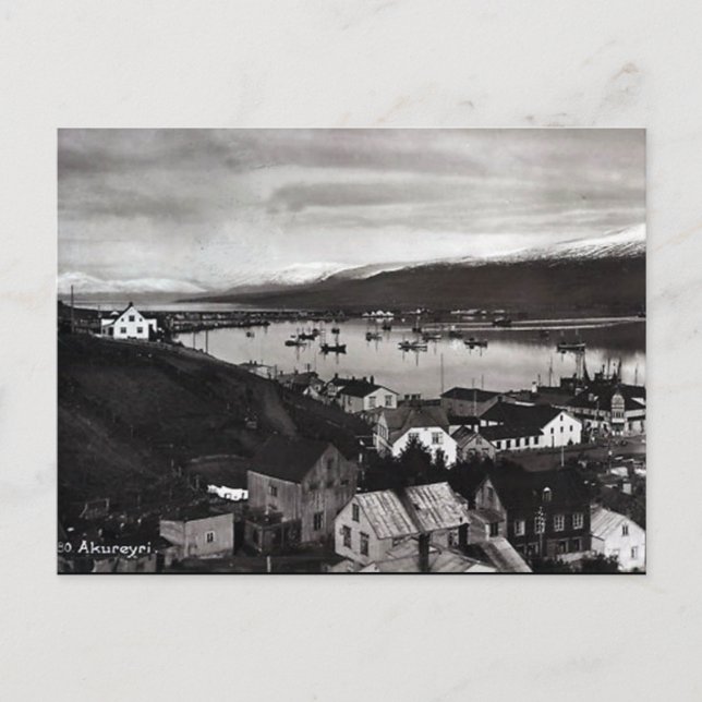 Ancienne carte postale - Akureyri, Islande (Devant)