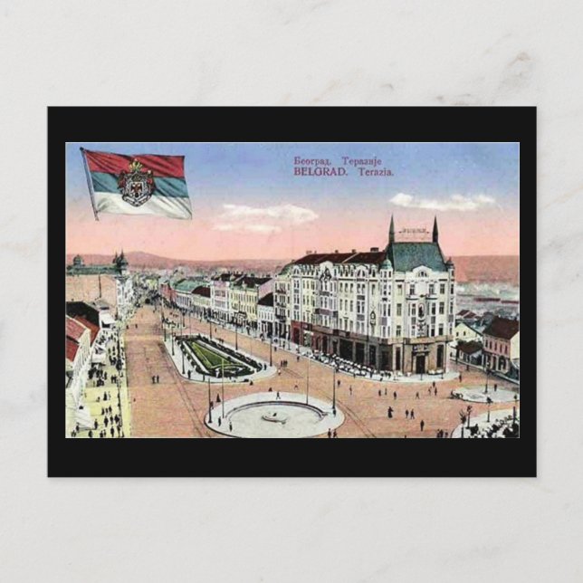 Ancienne carte postale, Belgrade, Terazije (Devant)
