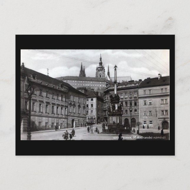 Ancienne carte postale, Carré Malostranske, Prague (Devant)