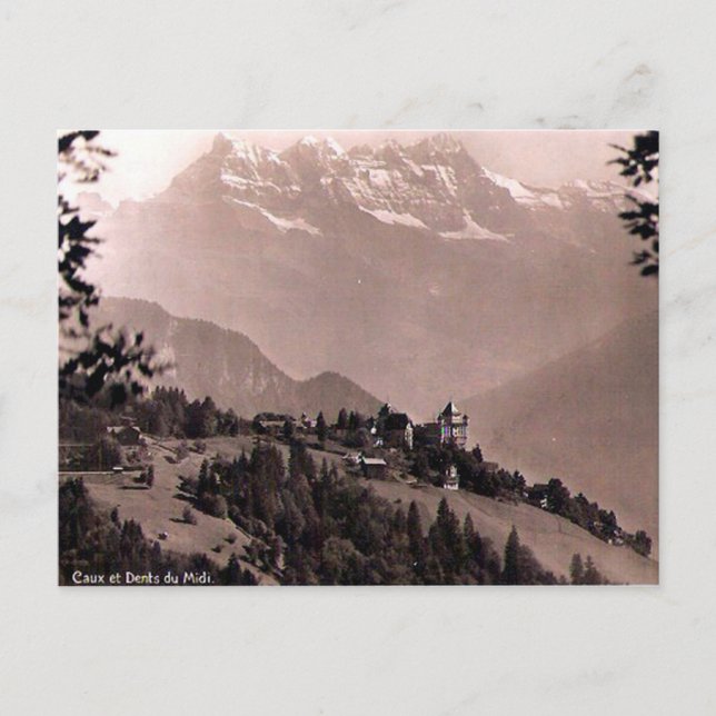 Ancienne carte postale - Caux, Vaud, Suisse (Devant)