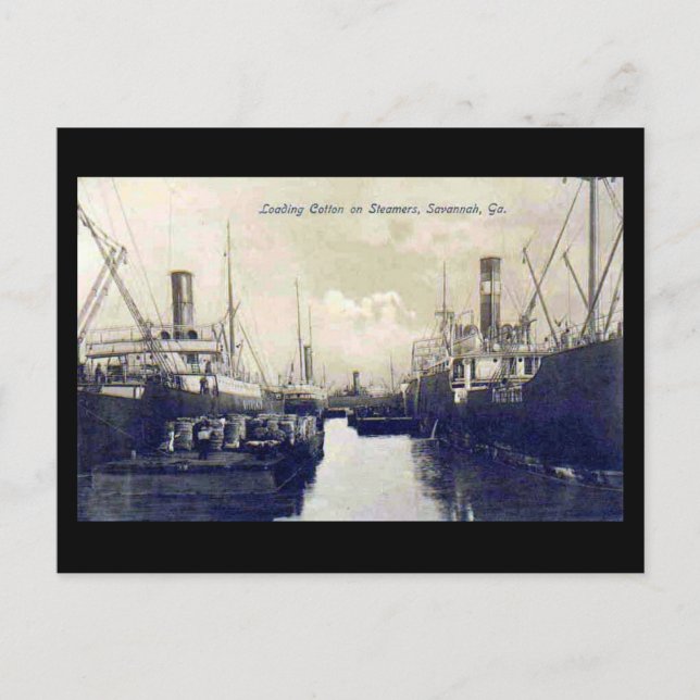 Ancienne carte postale, Chargement de coton, Savan (Devant)