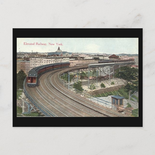 Ancienne carte postale, Chemin de fer surélevé, Ne (Devant)