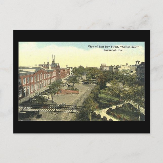 Ancienne carte postale, Cotton Row, Savannah, Géor (Devant)