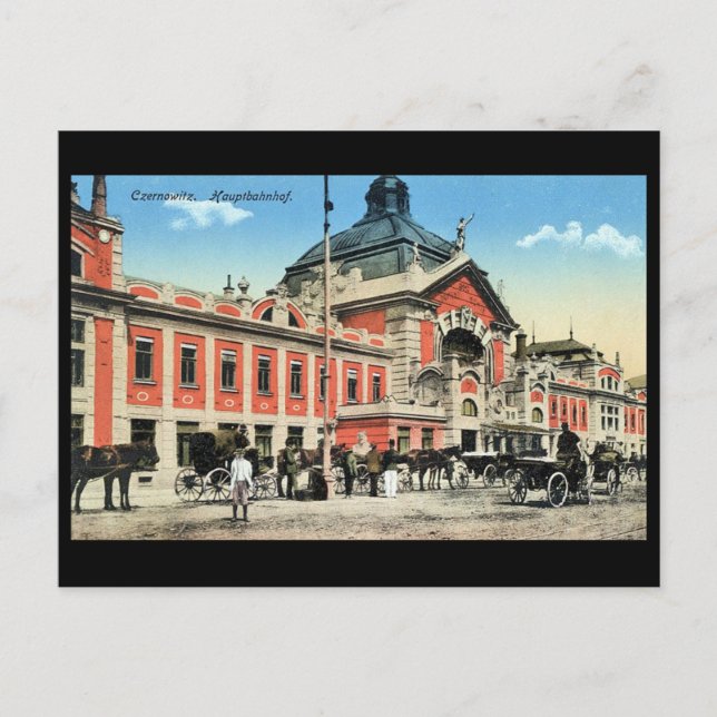 Ancienne carte postale, Gare, Chernivtsi, Ukraine (Devant)