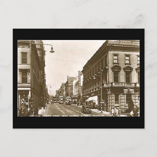 Ancienne carte postale, Glasgow, Renfield Street (Devant)