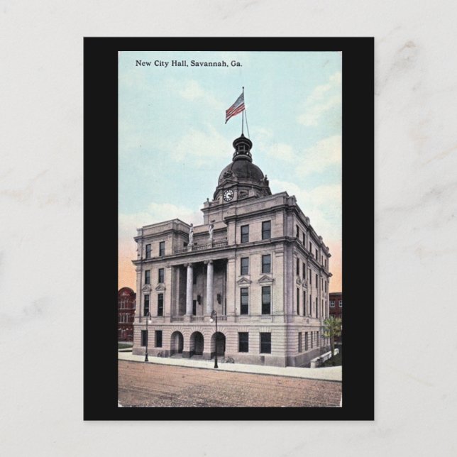 Ancienne carte postale, Hôtel de Ville, Savannah,  (Devant)