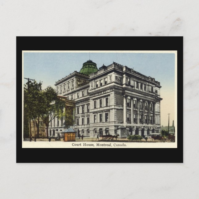 Ancienne carte postale, Montréal, Palais de justic (Devant)