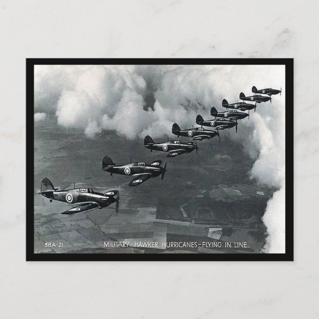 Ancienne carte postale - ouragans volant en ligne (Devant)